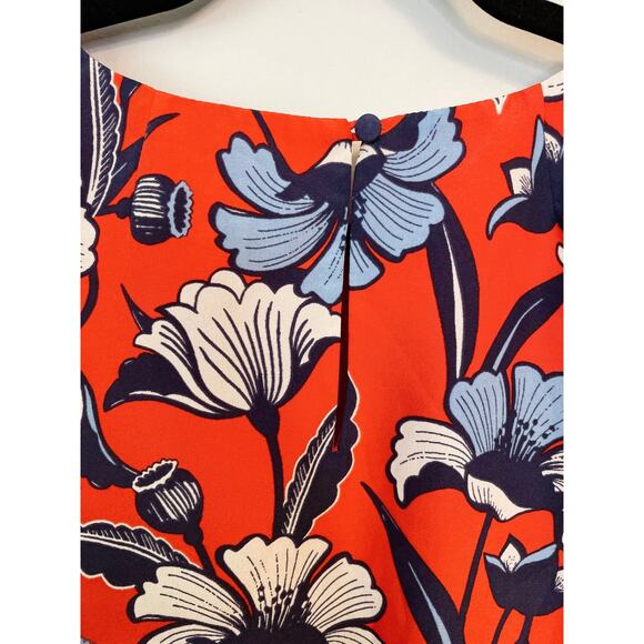 J.Crew, Sz 2, Bright Red, Gallery Shift Dress, Floral, Boxy, Colorful, Modern - Picture 5 of 7